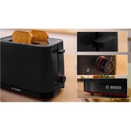 Bosch Compact Toaster , TAT3M123 MyMoment , Power 950 W , Number of slots 2 , Housing material Plastic , Black