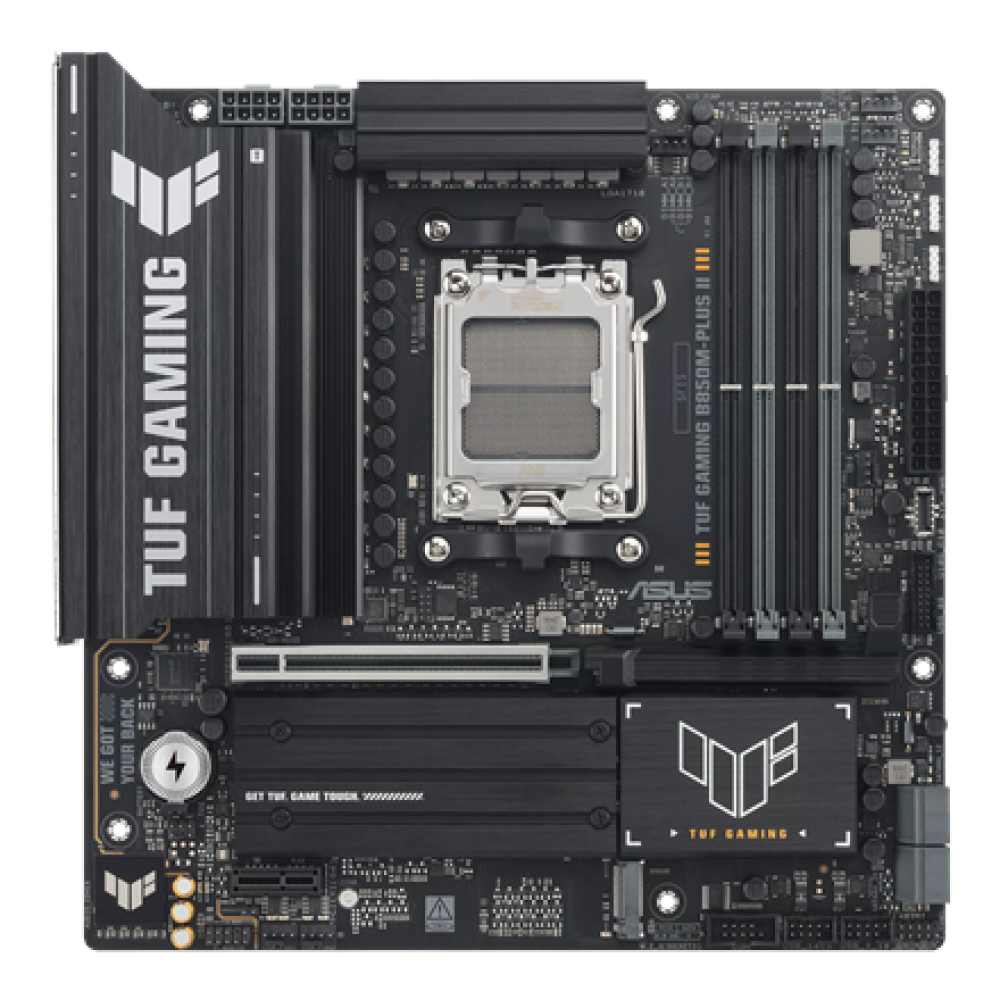 Asus TUF GAMING B850M-PLUS II , Processor family AMD , Processor socket AM5 , DDR5 , Supported hard disk drive interfaces SATA, M.2 , Number of SATA connectors 4