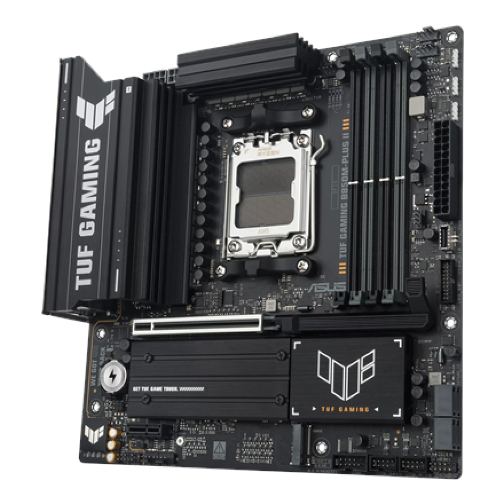 Asus TUF GAMING B850M-PLUS II , Processor family AMD , Processor socket AM5 , DDR5 , Supported hard disk drive interfaces SATA, M.2 , Number of SATA connectors 4