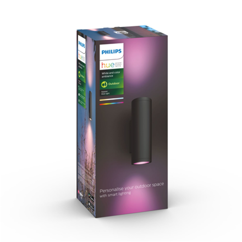 Philips Hue WCA Appear Outdoor Wall Lantern, Black , 8 W , 2000-6500 Hue White Colour Ambiance