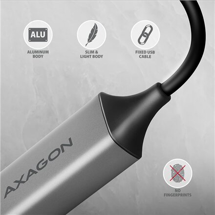AXAGON ADE-TXCA Compact aluminum USB 3.2 Gen 1 Gigabit Ethernet 10/100/1000Mbit adapter with automatic installation, Nintendo Switch support and USB C-A reduction