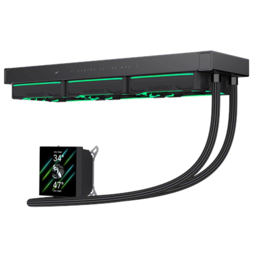 Gamemax CPU Liquid Cooler , HAILSTORM 360 LCD BK , Black
