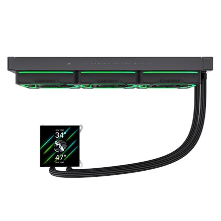 Gamemax CPU Liquid Cooler , HAILSTORM 360 LCD BK , Black