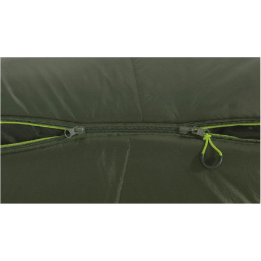 Outwell Elm Lux Sleeping Bag 220 x 85 cm 2 way open - auto lock Dark Green
