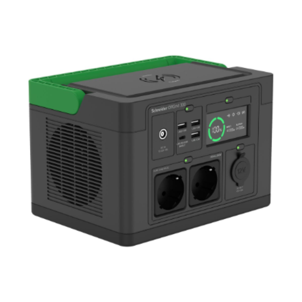APC OffGrid Portable Power Station 330, 230V, 332Wh Lithium-ion, LCD, 2 CEE 7/3 Schuko outlets, Sinewave, 3 USB-A, 1 USB-C, Wireless Charger , Schneider Electric