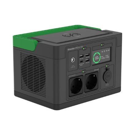 Schneider Electric Schneider OffGrid Portable Power Station 330, 230V, 332Wh Lithium-ion, LCD, 2 CEE 7/3 Schuko outlets, Sinewave, 3 USB-A, 1 USB-C, Wireless Charger , PPS330-GR
