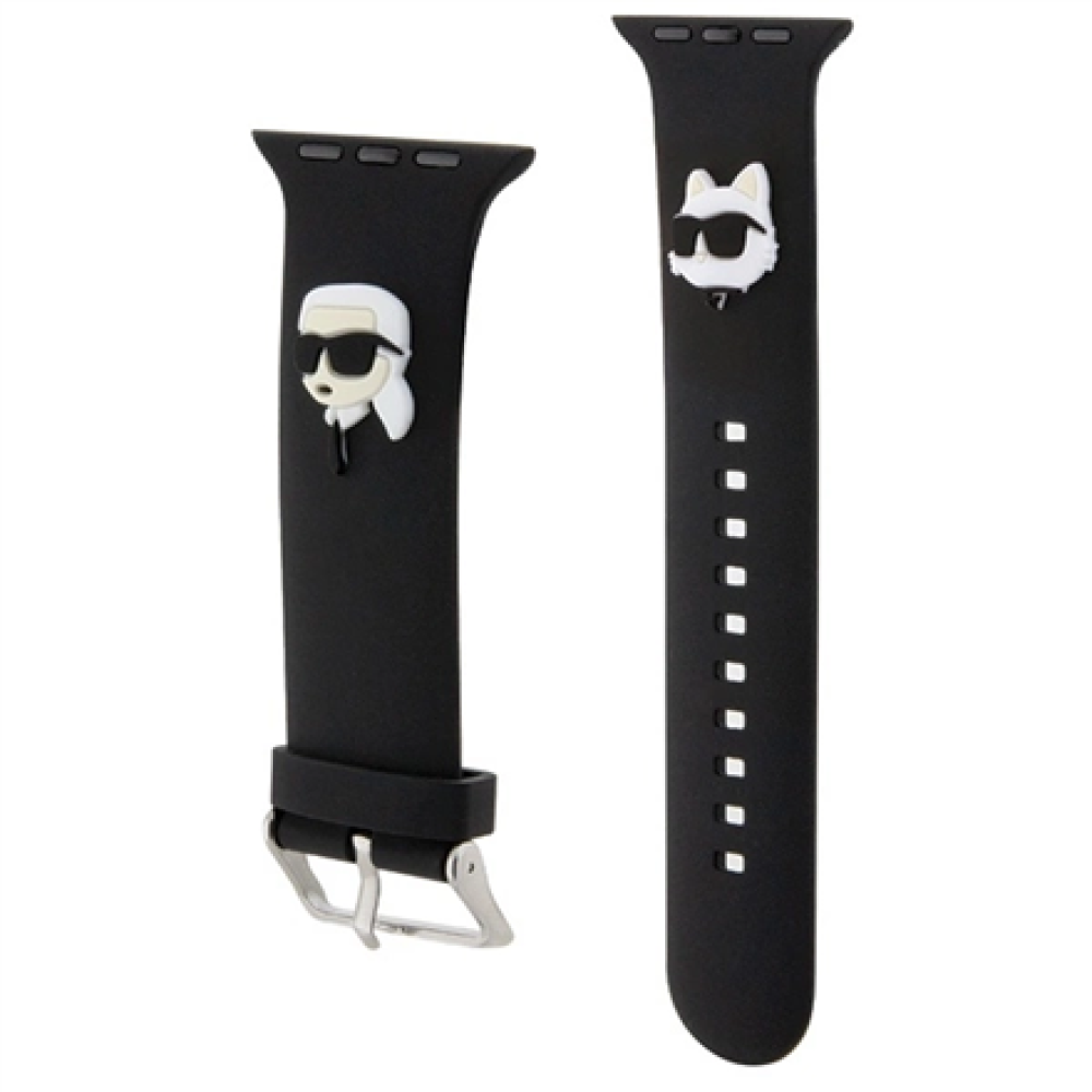Karl Lagerfeld , Apple Watch Strap KLAWLSLKCNK , Black , Silicone/Stainless Steel