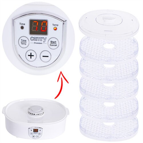 Camry , Food Dehydrator , CR 6659 , Power 240 W , Number of trays 5 , Temperature control , Integrated timer , White