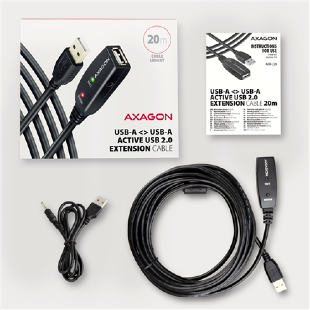 AXAGON USB repeater cable , ADR-220 , USB Type-A to USB Type-A