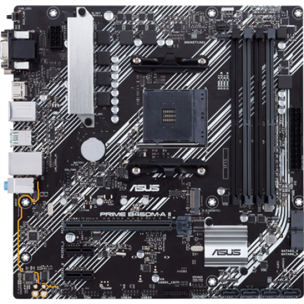 Asus , PRIME B450M-A II , Processor family AMD , Processor socket AM4 , DDR4 , Memory slots 4 , Number of SATA connectors 6 x SATA III , Chipset AMD B , Micro ATX