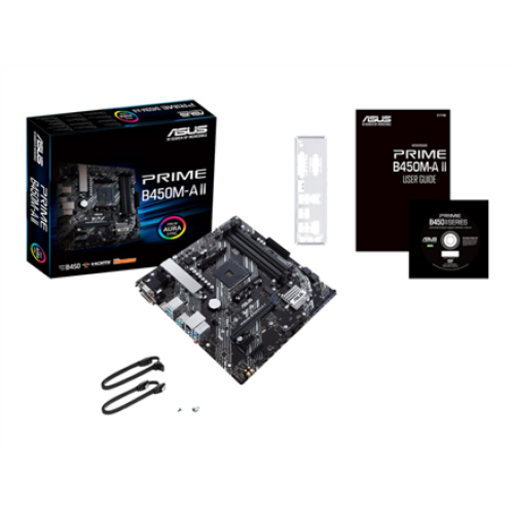 Asus , PRIME B450M-A II , Processor family AMD , Processor socket AM4 , DDR4 , Memory slots 4 , Number of SATA connectors 6 x SATA III , Chipset AMD B , Micro ATX