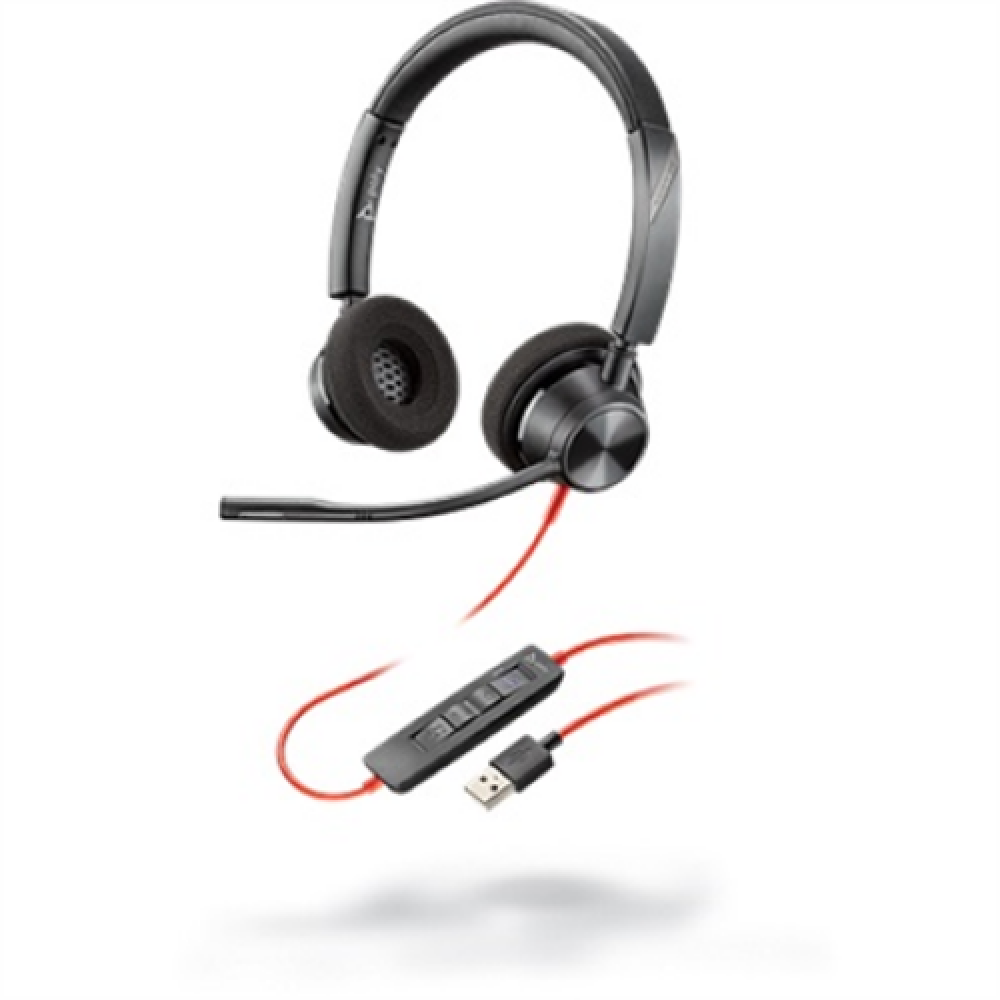 Poly Blackwire 3320, BW3320 USB-A Poly USB-A Headset Built-in microphone Black USB Type-A Wired