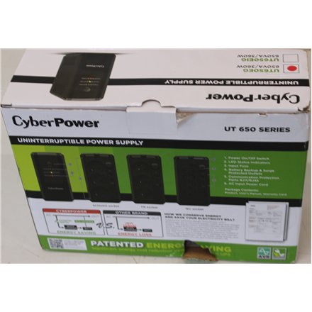 SALE OUT. CyberPower UT650EG Backup UPS Systems , SALE OUT. , CyberPower Backup UPS Systems , UT650EG , 650 VA , 360 W , DAMAGED PACKAGING