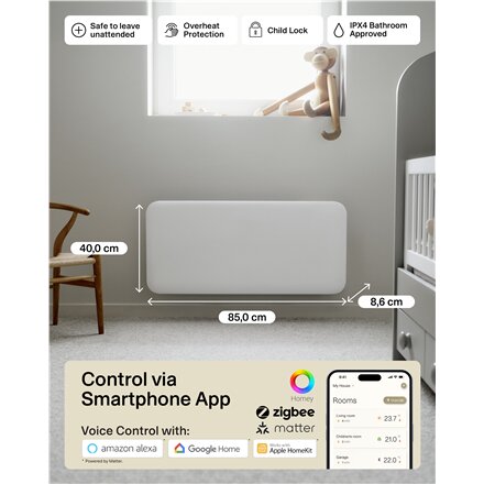 Mill Invisible Smart WiFi Heater , PA1000WIFI4 , Panel Heater , 1000 W , Suitable for rooms up to 12-16 m² , White , IPX4