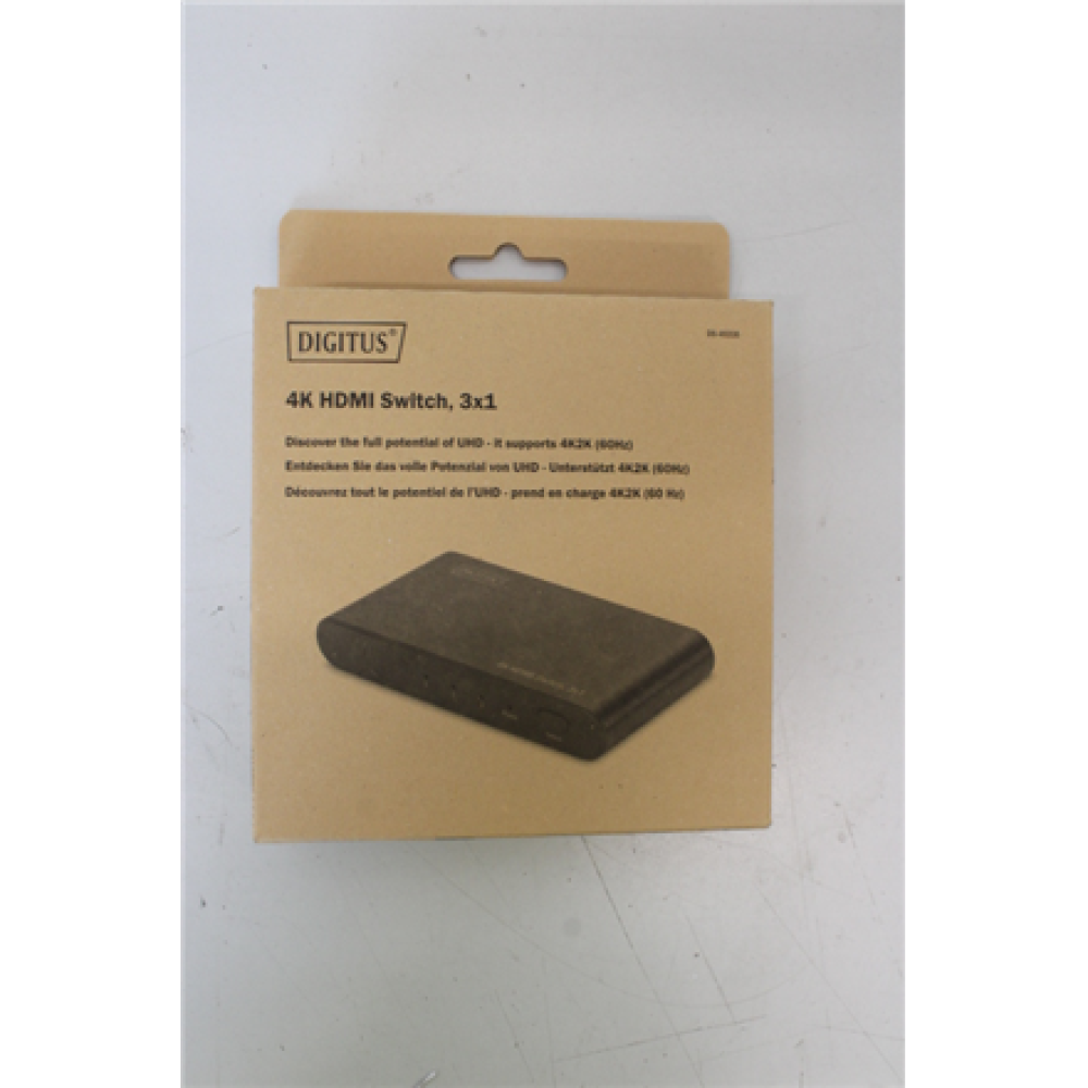 SALE OUT. DIGITUS 4K HDMI Switch, 3x1, UNPACKED, USED, SCRATCHED SCREEN , Digitus , 4K HDMI Switch, 3in1 , DS-45316 , UNPACKED, USED, SCRATCHED SCREEN