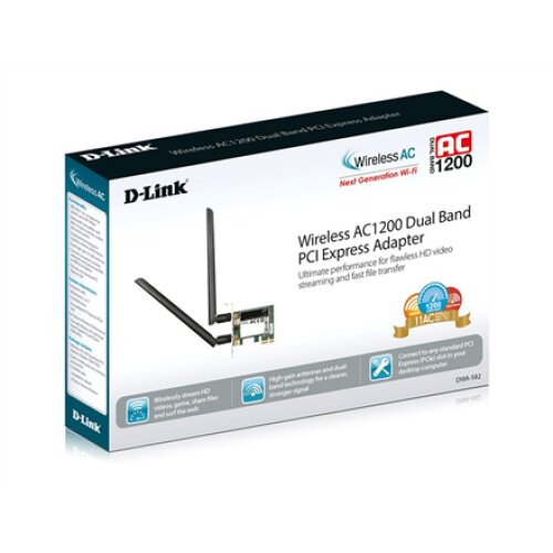 D-Link , DWA-582 Wireless 802.11n Dual Band PCIe Desktop Adapter