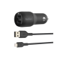 Belkin , Dual USB-A Car Charger 24W + USB-A to Lightning Cable , BOOST CHARGE