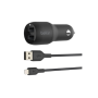 Belkin , Dual USB-A Car Charger 24W + USB-A to Lightning Cable , BOOST CHARGE