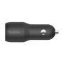Belkin , Dual USB-A Car Charger 24W + USB-A to Lightning Cable , BOOST CHARGE