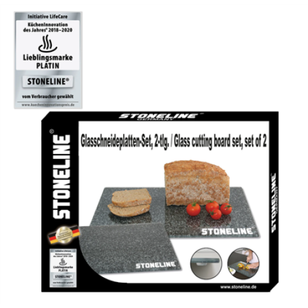 Stoneline Glass Cutting Board Set, Non-Slip, 2 pcs Stoneline