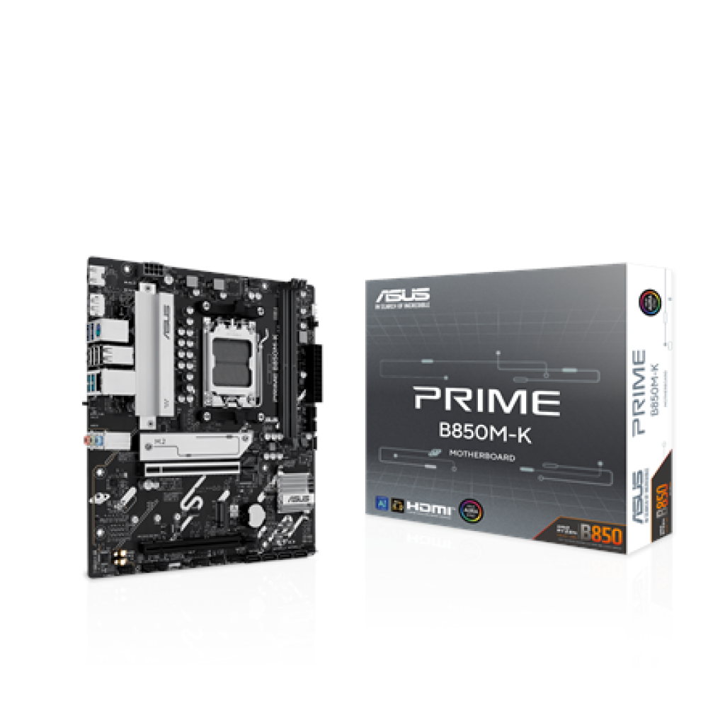 Asus PRIME B850M-K , Processor family AMD , Processor socket AM5 , DDR5 , Supported hard disk drive interfaces SATA, M.2 , Number of SATA connectors 4
