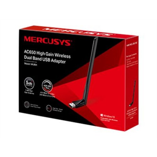 Mercusys , AC650 High Gain Wireless Dual Band USB Adapter , MU6H