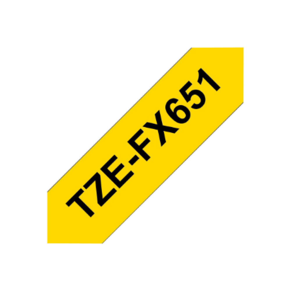 Brother , TZe-FX651 Flexible ID Laminated Tape , Black on Yellow , TZe , 8 m , 2.4 cm