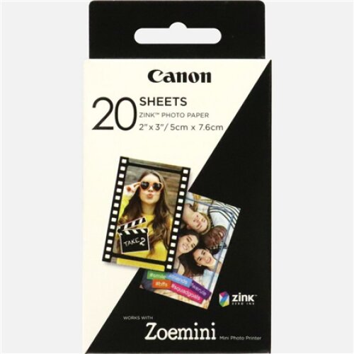20 sheets , ZP-2030 , Photo Paper , White , 5 x 7.6 cm