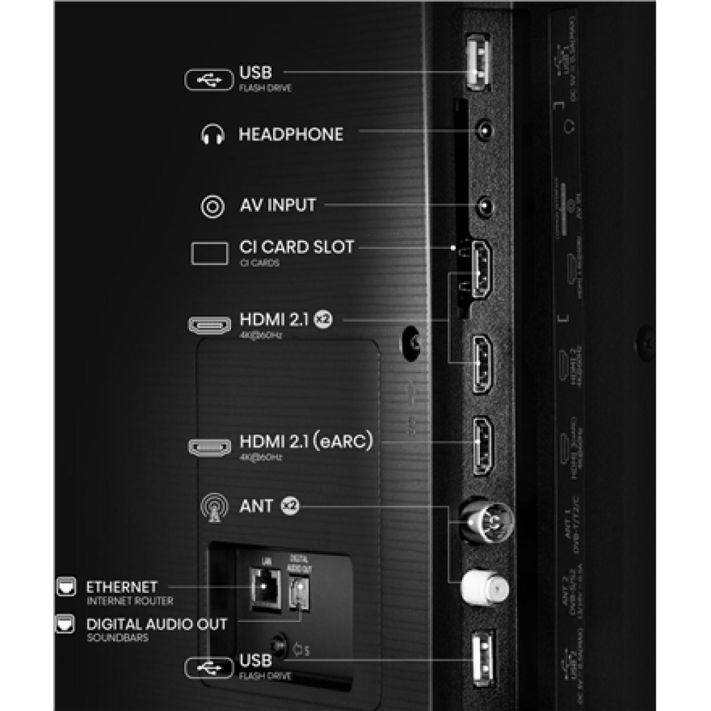 Hisense 65A6Q , 65 , Smart TV , VIDAA Smart OS , UHD , Black