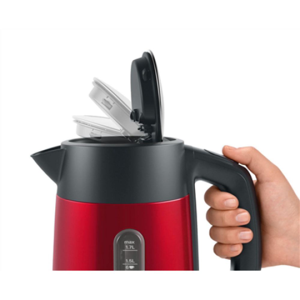 Bosch , Kettle , DesignLine TWK4P434 , Electric , 2400 W , 1.7 L , Stainless steel , 360° rotational base , Red/Black