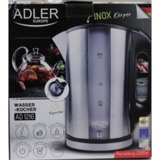 SALE OUT. Adler AD 1216 Cordless Water Kettle, 1.7L, 2000W, Filter, Boil-dry protection, Rotary base 360 degree, Illumination, Inox body , SALE OUT. Adler , Kettle , AD 1216 , Standard , 2000 W , 1.7 L , Stainless steel , 360° rotational base , Stainless 