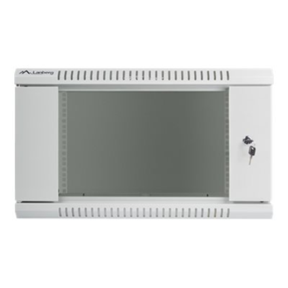 Lanberg Rack cabinet 19 wall-mount 6U/600x450 (flat pack) with glass door V2, grey , Lanberg