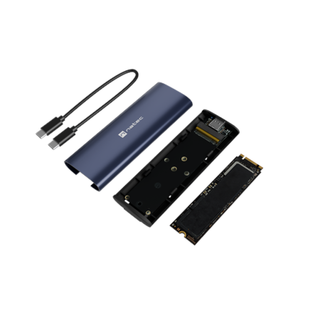 Natec , Rhino M.2 NVME Lite USB-C External, Gen 2 Steel Navy , Solid-state drive interface NVMe