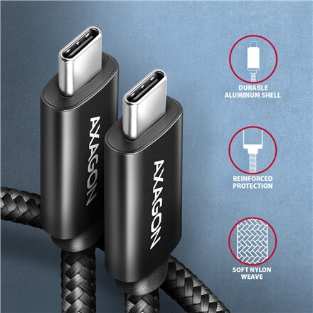 AXAGON , Data and charging USB 480Mbps cable, 2.5 m , BUCM2-CM25AB , USB-C to USB-C