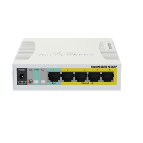 MikroTik , Cloud Router Switch , RB260GSP , Web managed , Desktop , SFP ports quantity 1 , Power over Ethernet (PoE) ports quantity 1
