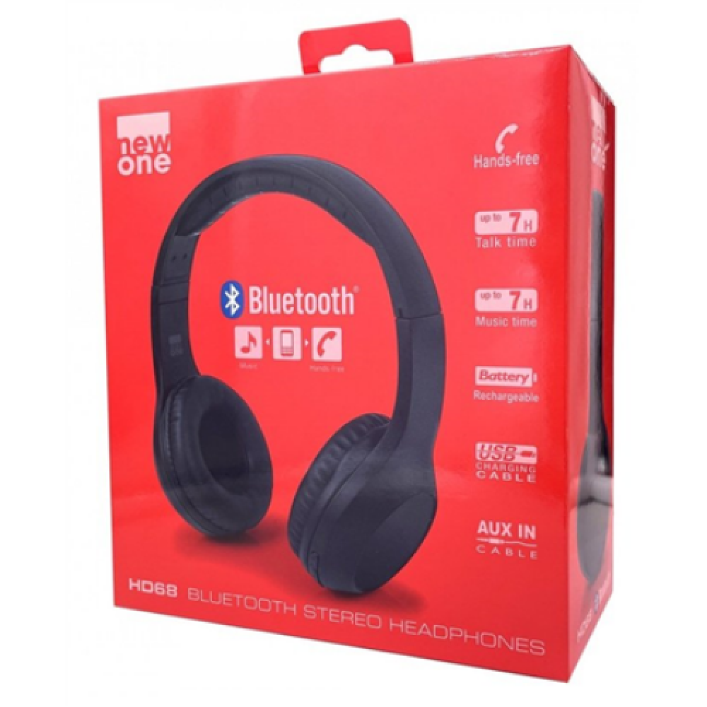 New-One , Headphones , HD 68 , Wireless , Bluetooth , Black