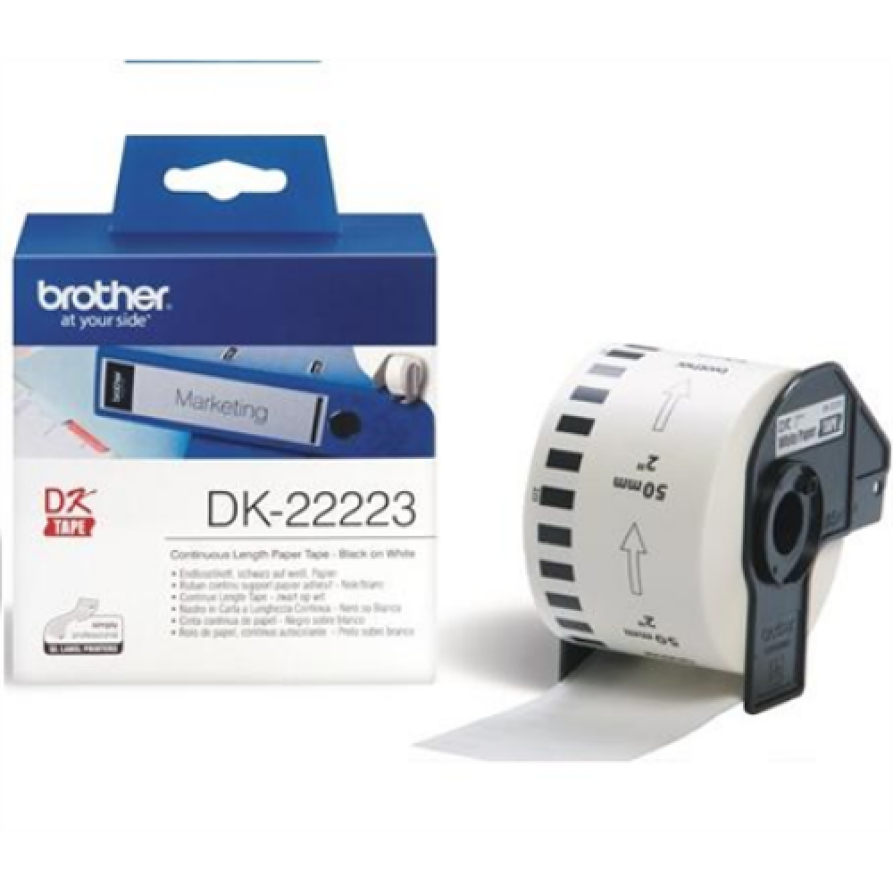 Brother , DK-22223 Continuous Length Paper Label , White , DK , 50mm , 30.48 m