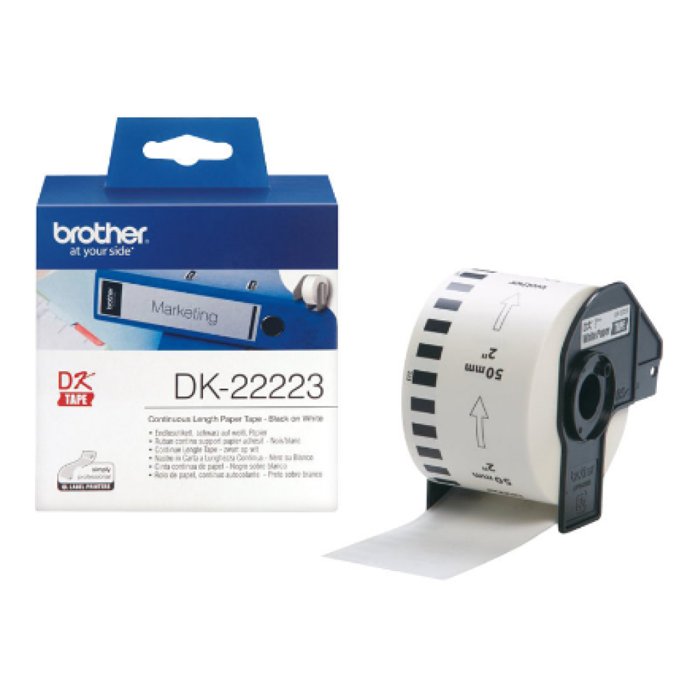 Brother , DK-22223 Continuous Length Paper Label , White , DK , 50mm , 30.48 m