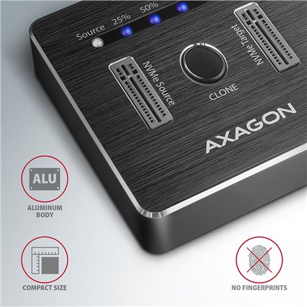 AXAGON , USB-C 3.2 Gen2 - 2x NVMe CLONE DUAL SDD Dock Station , ADSA-M2C