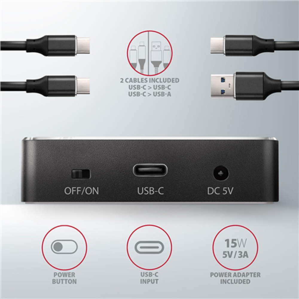 AXAGON , USB-C 3.2 Gen2 - 2x NVMe CLONE DUAL SDD Dock Station , ADSA-M2C
