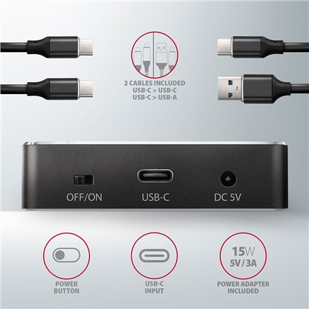 AXAGON , USB-C 3.2 Gen2 - 2x NVMe CLONE DUAL SDD Dock Station , ADSA-M2C