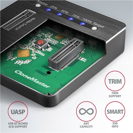AXAGON , USB-C 3.2 Gen2 - 2x NVMe CLONE DUAL SDD Dock Station , ADSA-M2C