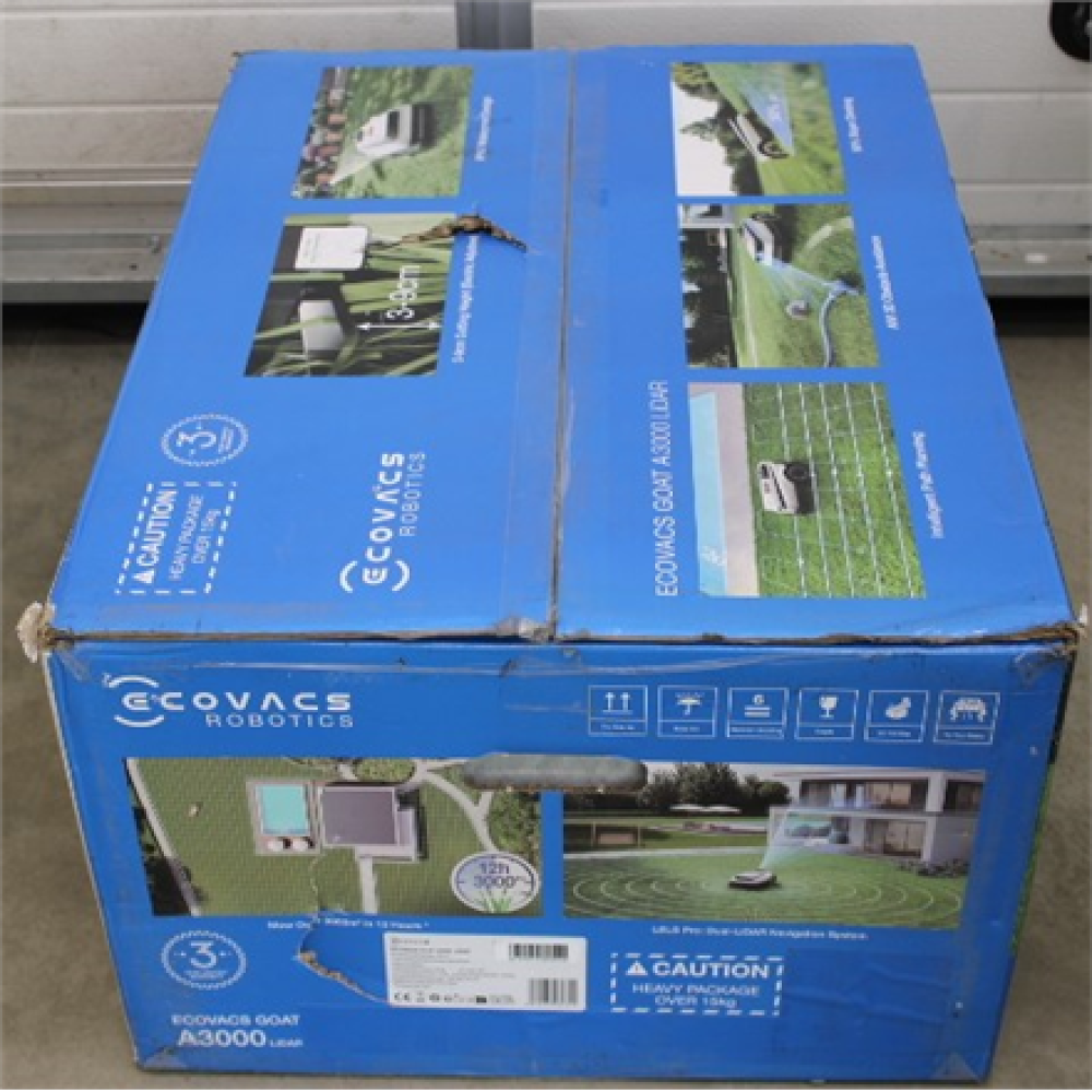 SALE OUT. Ecovacs GOAT A3000 LiDAR Lawn Mower, Robot, Efficiency 400 m²/h, Dual LiDAR + Camera, White/Black , Ecovacs , Lawn Mower , GOAT A3000 LiDAR , DAMAGED PACKAGING, DAMAGED INNERT PACKAGING , 5000 Ah