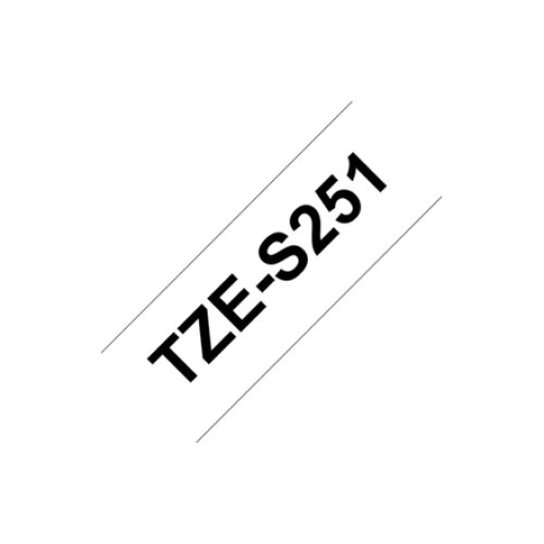 Brother , TZe-S251 Strong Adhesive Laminated Tape , Black on White , TZe , 8 m , 2.4 cm