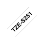 Brother , TZe-S251 Strong Adhesive Laminated Tape , Black on White , TZe , 8 m , 2.4 cm