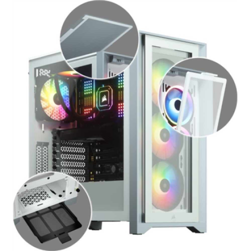 Corsair , Tempered Glass Mid-Tower ATX Case , iCUE 4000X RGB , Side window , White , Mid-Tower , Power supply included No , ATX