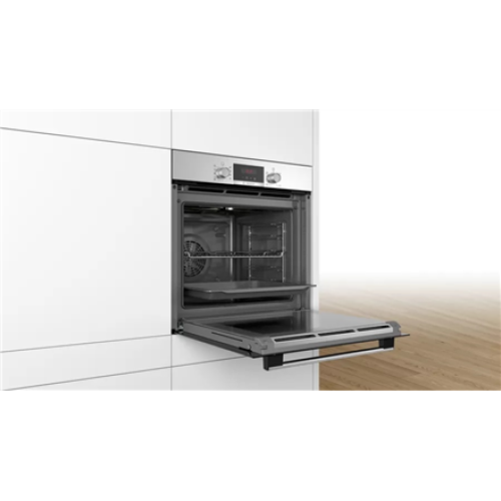 Bosch Oven Serie 2 HBA173BR1S 71 L, Electric, Pyrolysis, Red LED display with knob control, Height 59.4 cm, Width 59.5 cm, Stainless steel