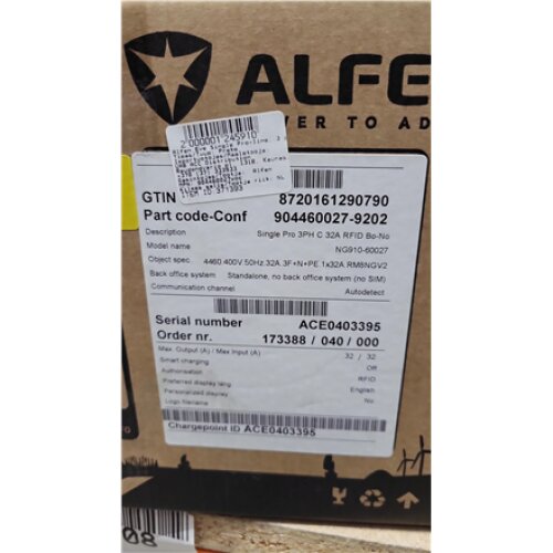 Alfen , Alfen Eve Single Pro-line , NG910-60027 , 22 kW , 3-phase, display, fixed charging cable , 5 m