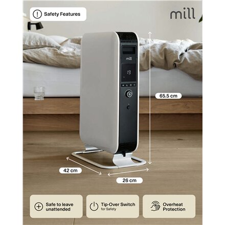 Mill , Heater , AB-H2000DN , Oil Filled Radiator , 2000 W , Number of power levels 3 , Suitable for rooms up to 24-34 m³ , White