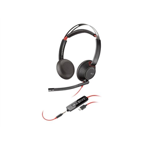 Poly BLACKWIRE 5220,C5220 USB-C,WW Poly USB-C Headset Built-in microphone Black Wired USB Type-C